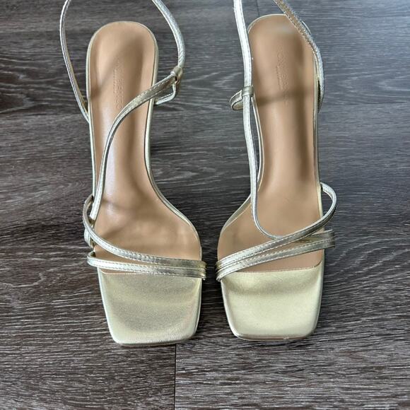 NWT Tony Bianco Gold Nappa Metallic Strappy Heels Size 7.5 Stiletto Sandals NWOB - Picture 6 of 16